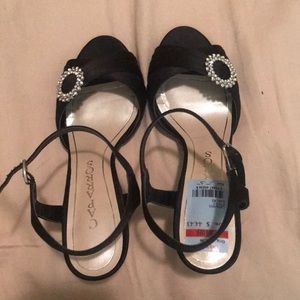 Caparros Black Heels with Diamond Ring Accent